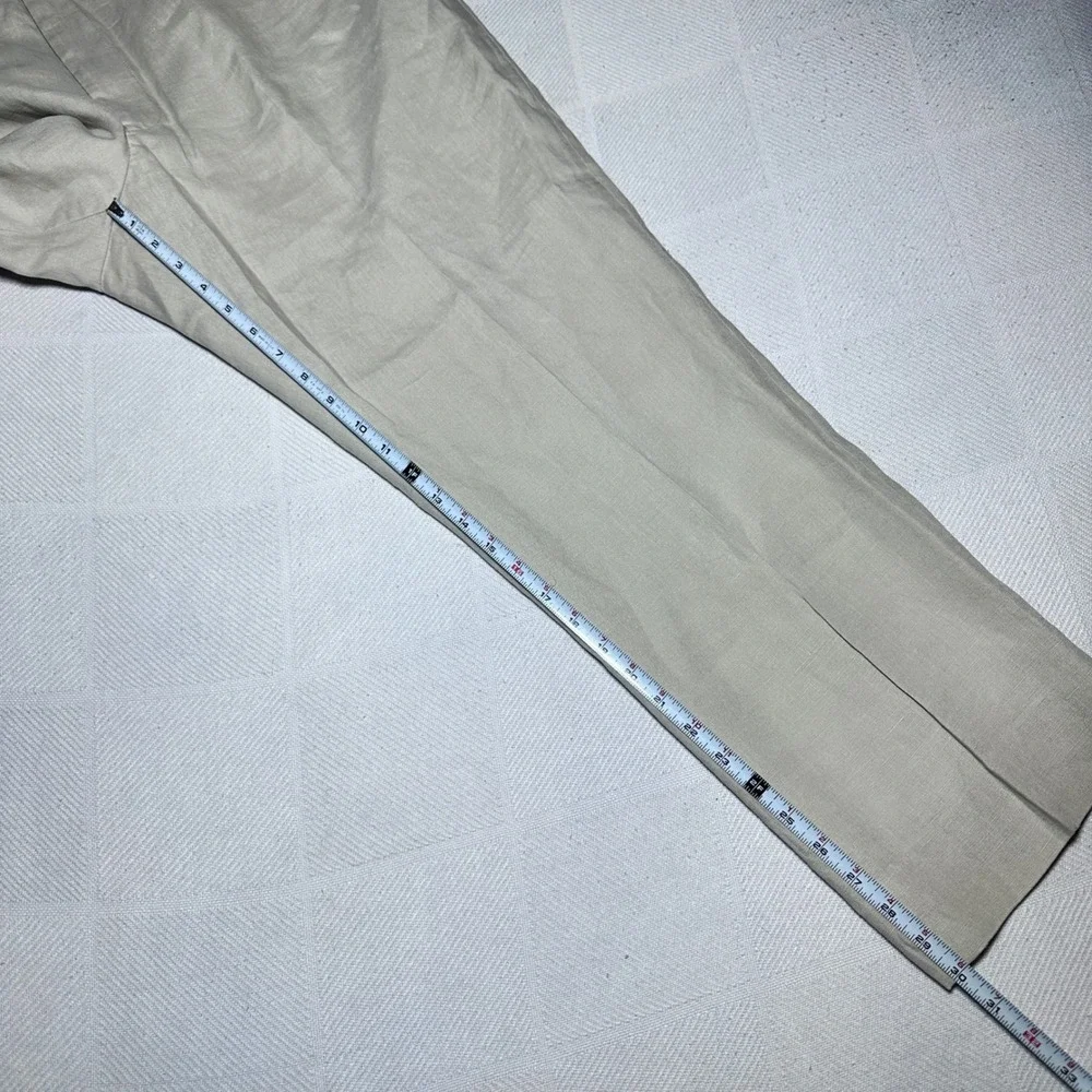 Ralph Ralph Lauren Dress Pants Mens 44R (44x30) 100% Linen Flat Front Beige